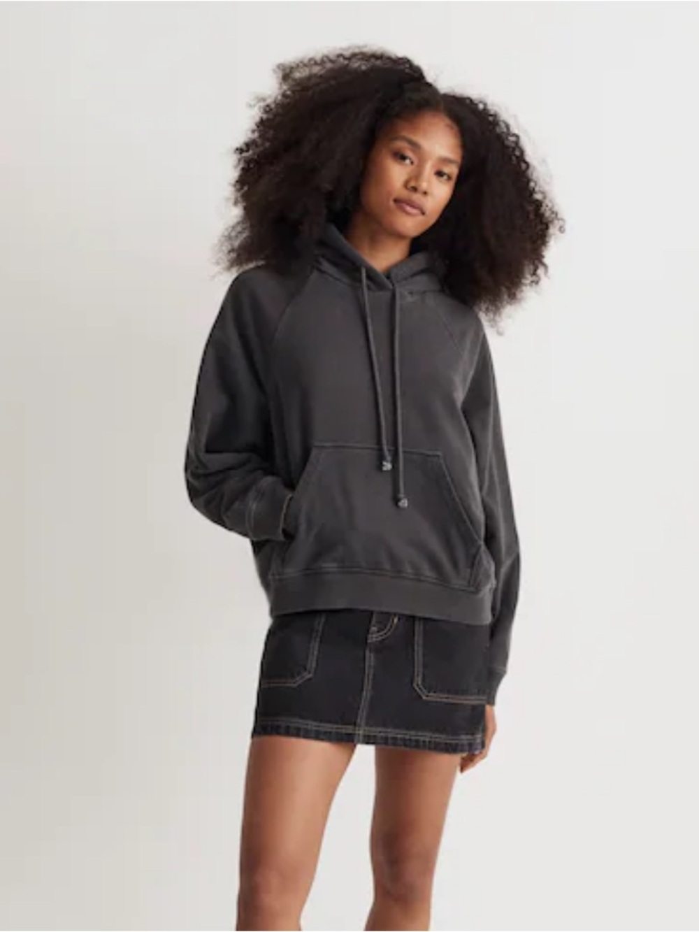 Madewell Womens XL Terry Relaxed Raglan Sleeve Sweatshirt Charcoal Black Baggy